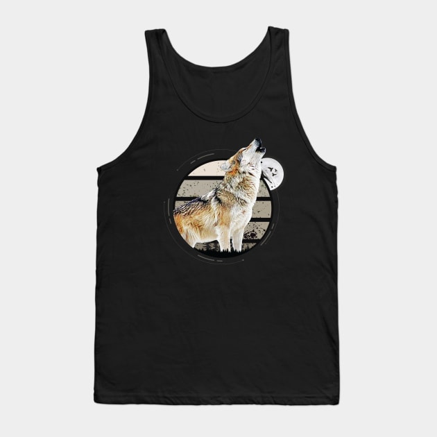 Howling Wolf During Full Moon Tank Top by origato